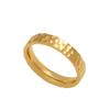 Simple crushed ice titanium steel ring - fade-resistant 8k gold water ripple hand-hammered texture