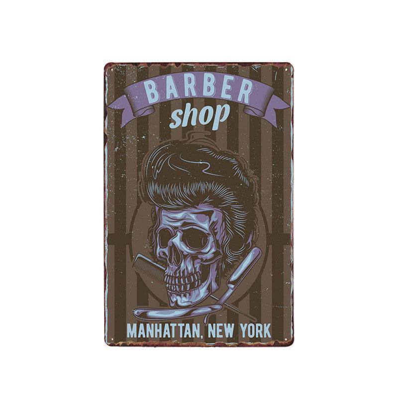 Hohappyme Vintage Barber Shop Metal Signs Barbershop Poster Bar Pub Retro Plaque Haircut and Shave Beard Iron Plates 20x30 Cm
