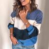 Women's Casual Striped Long-Sleeve Knitted Pullover Sweater with Round Neck