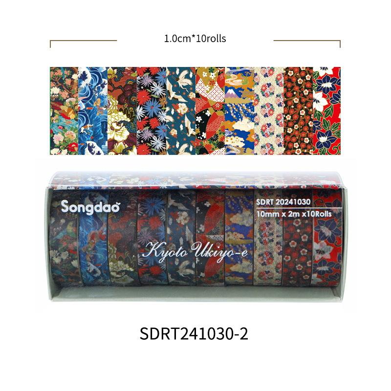 10 Rollen Kyoto Ukiyo-e Washi Tape Set Japanische Traditionelle Kunst Retro Welle Floralmuster Masking Tape für Tagebuch Album