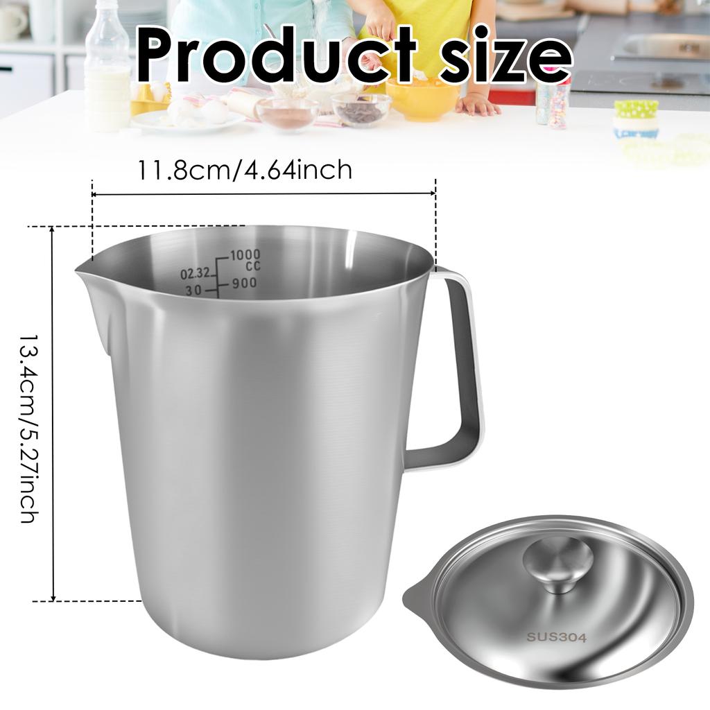 Stainless Steel Milk Frother Jug Coffee Milk Frothing Jug Latte Pitcher Metal Graduated Beaker With Marking Espresso Barista Too