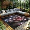 Tuniu Floral Galaxy Rug, Dark Pink Rose Pattern Non-Slip Home Floor Carpet Mat for Living Room Bedroom