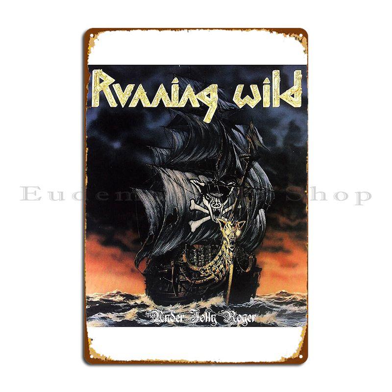 Running Wild Under Jolly Roger 1987 Металлическая табличка Invokere На заказ Персонализировать Настенная роспись Стена Паб Жестяная вывеска Постер 20x30cm（7.8x11.8inch）