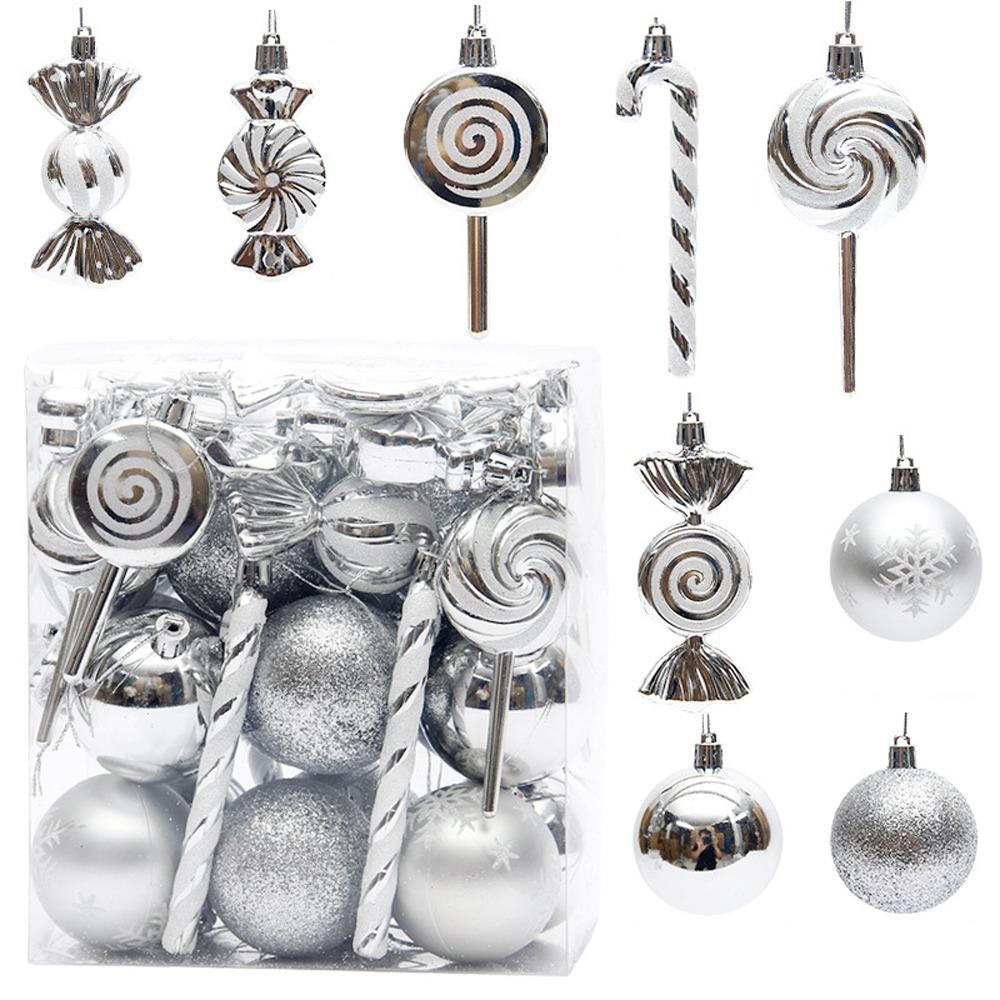 36PCS Electroplated Candy Cane Ornaments Shatterproof Lollipop Hanging Balls  Party Favors