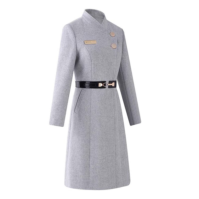 Women's Waist-Cinching Professional Wool Blend Coat
