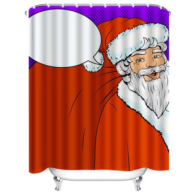 TU Santa Claus Shower Curtain Christmas Bathroom Decor Festive Holiday Pattern Waterproof Fabric Backdrop Festive Home Decor
