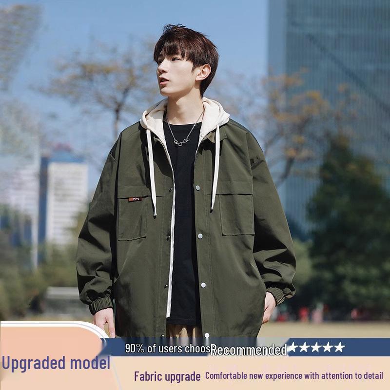 JSEN 2025 Unisex Hooded Mountaineering Jacket - Autumn Wear-Resistant Fake Two-Piece Outdoor Outerwear