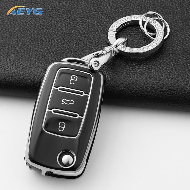 Fit For Vw Bora Polo Tiguan Jetta Passat B5 B6 B7 Golf Beetle Fit For Skoda Octavia Tpu Auto Key Fob Cover Full Case Housing Fit For Volkswagen
