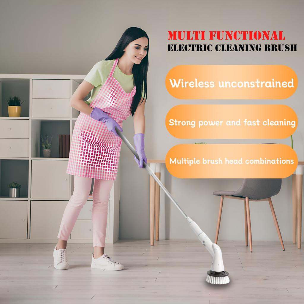 Wireless Multi-function Electric Cleaning Brush Long Handle Automatic Telescopic Cleaning Brush Bathroom Toilet Floor Seam