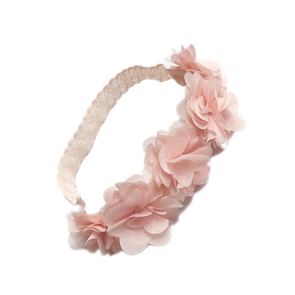 Children Newborn Toddler Baby Flower Headband Pink Ribbon Hair Bands Handmade DIY Headwear Head accessories
