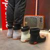 Modische Regenstiefel für Herren Stiefeletten Winter Wasserdicht Warm Arbeitsstiefel Rutschfeste Plateau Gummischuhe Herren Küchengaloschen