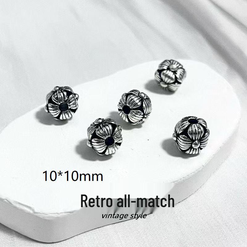 Tibetan Antique Silver Flower Spacer Beads Pendant for DIY Jewelry
