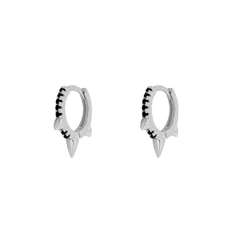Fashion Black Zircon Hoop Drop Earrings For Women Stainless Steel Piercing Women's Dangle Earrings 2023 Fashion Jewelry