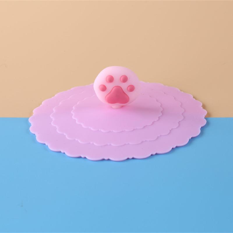 Cute Three-dimensional Cartoon Silicone Cup Lid, Circular Lid, Cute Cat Series Lid