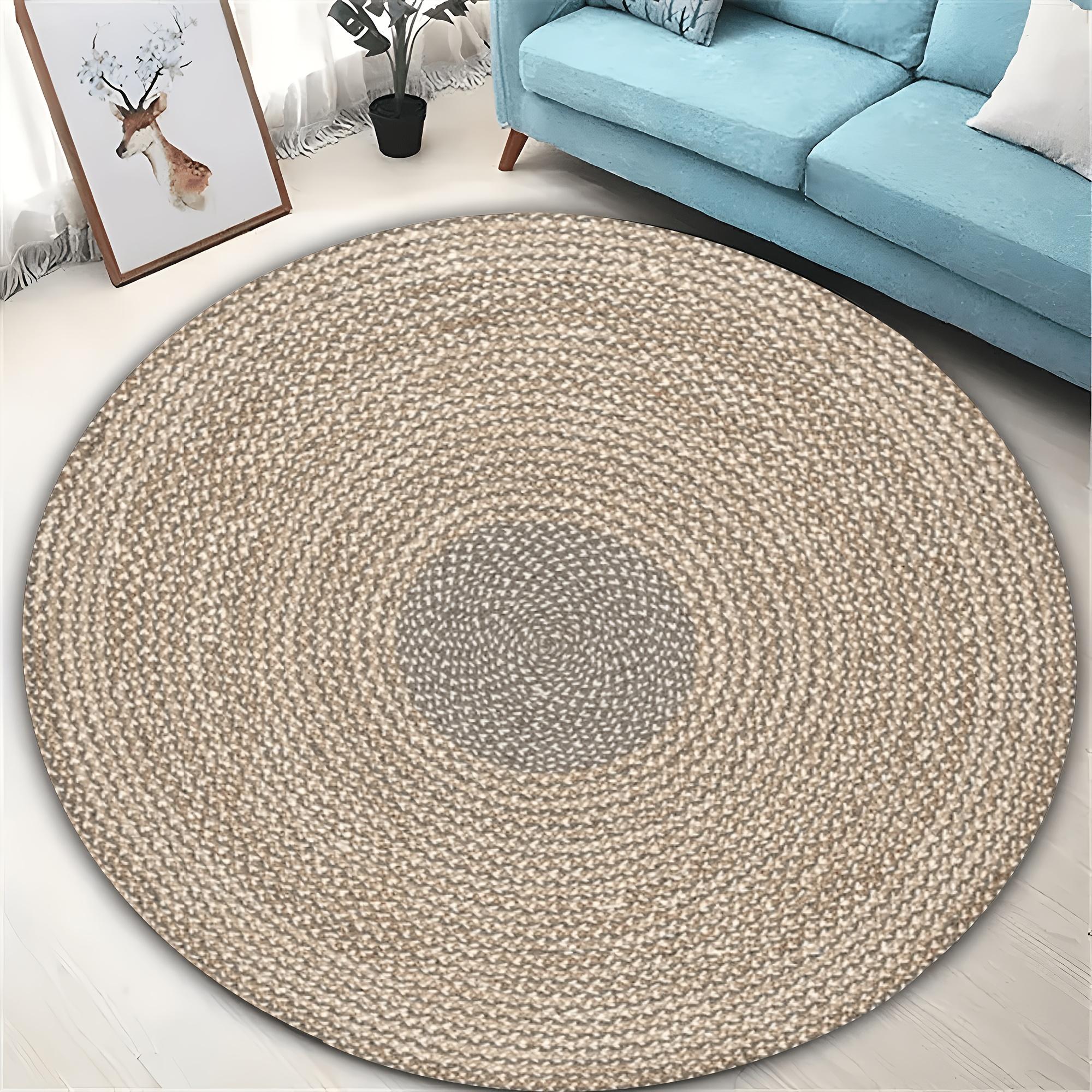 

Flannel Printed Round Rug With Geometric Spiral Design For Home Decor Soft Floor Mat Modern Minimalist Style 60CM(23.6inch)