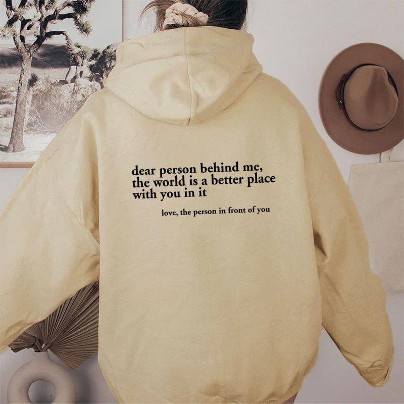 Damen Oversized Hoodie mit Fleece-Futter, Buchstaben-Slogan-Print, Kängurutasche und Kordelzug.