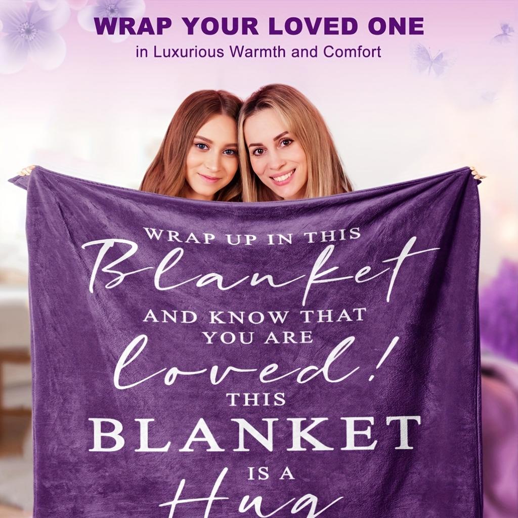 Purple Hug Quote Flannel Throw Blanket This Blanket Is A Hug From Me To You Soft Warm Gift Sofa Bed Blanket