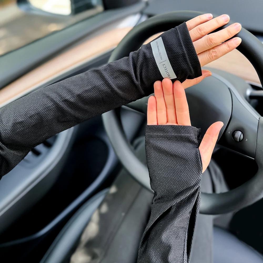 UV Protection Ice Sleeves Men Women Summer Sun Protection Arm Sleeves Outdoor Cycling Driving Arm Sleeves Gloves Sweat Absorbent