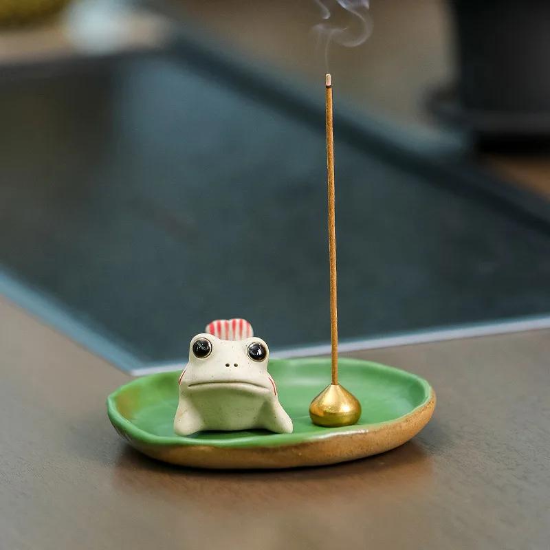 Cute Frog Incense Burner Frogs Tea Pets Ornaments Zen Home Tea Ceremony Accessories Desktop Micro Landscape Decorations Gifts