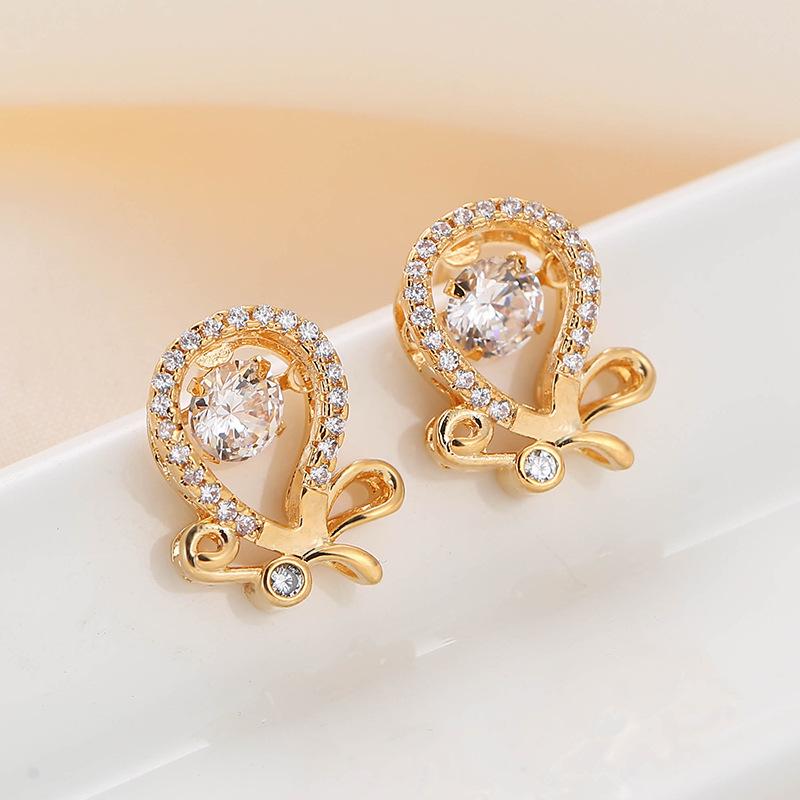 Geometric Rhinestone-Inlaid Korean Earrings for Women