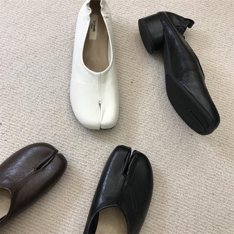 Fashion IPPEUM Women Split Toe Shoes Ballet Flat Mary Janes  2024 New Black Pu Leather Flats Ballerina