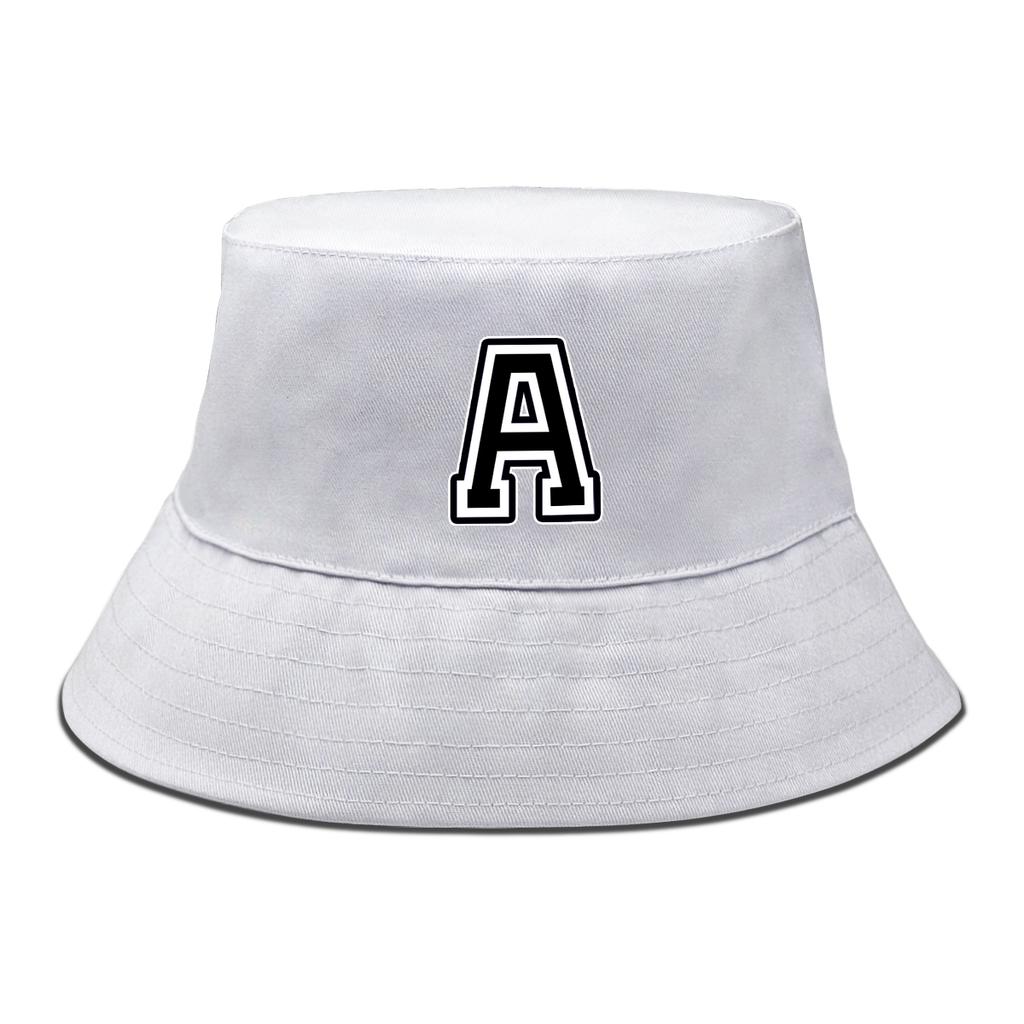 Initial Letter A-Z Print Bucket Hat Candy Color Hats Autumn Hats For Woman Slouchy Sun Hat Ideal Choice For Outdoor Activities