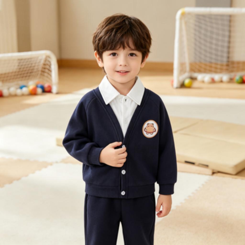 Boys Soft Faux Two-Layer Cardigan Jacket - Hoodless Open Front Coat for Spring and Fall