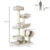 Cat Tree 105cm Cat Tower with Tunnel, Platforms Cat Scratching Post with Sisal Scratching Posts, for Cats up to 5 kg, Beige