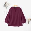 ZANZEA Women Casual V-Neck Solid Color Loose 3/4 Sleeve Blouse