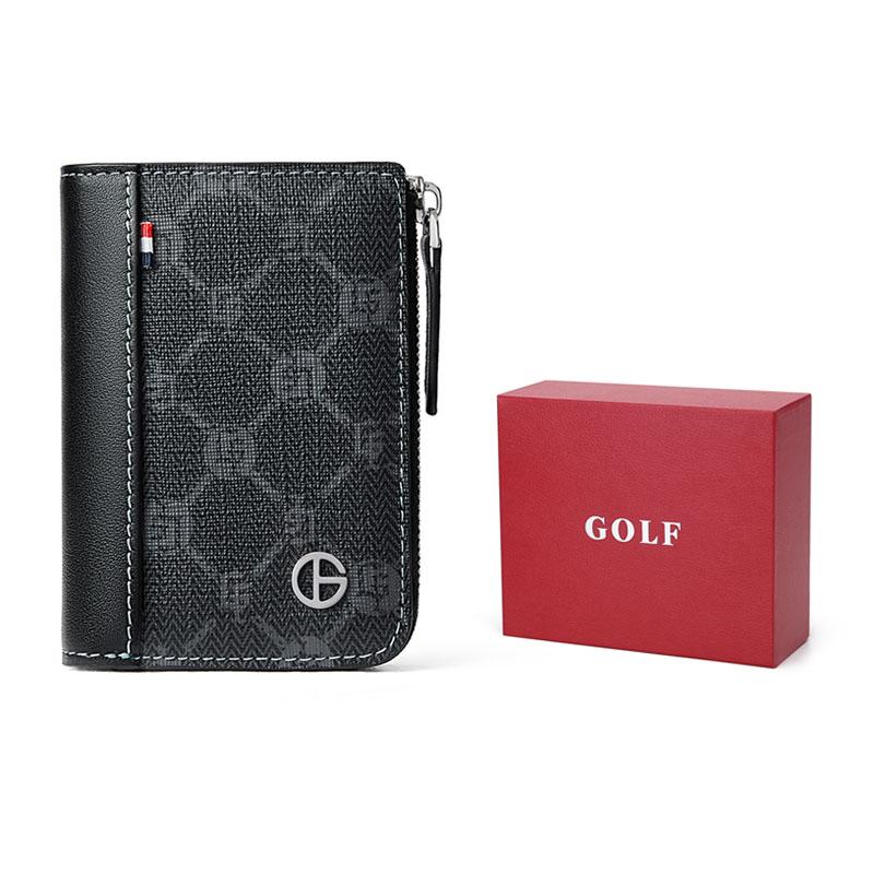 New GOLF With Cow Leather Wallet, Coin Purse, Document Bag, Accordion Card Holder Trumpets Men's Black Q261959