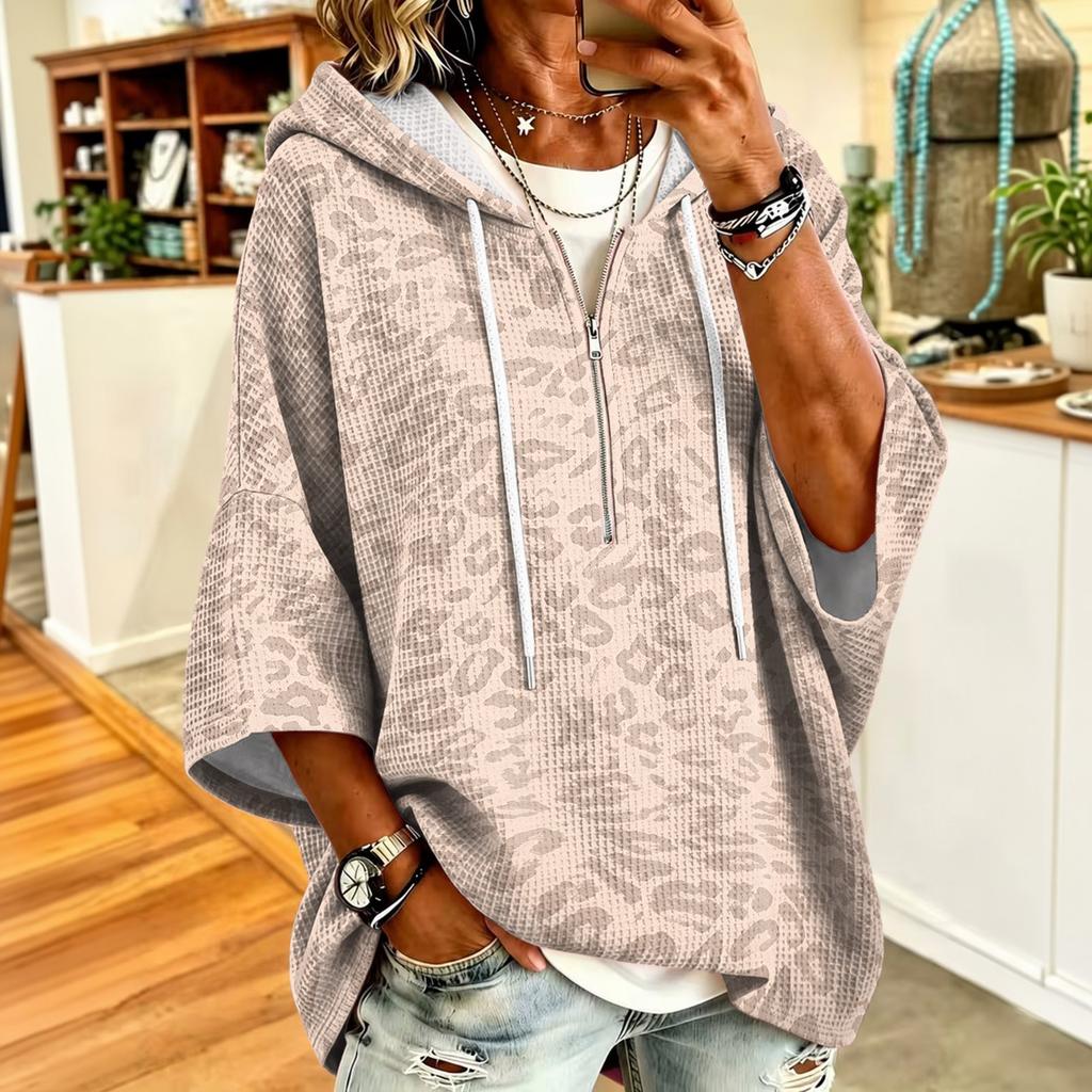 Damen Zip-Up Hoodie mit Strick-Oversize-Sweatshirt für Freizeitkleidung
