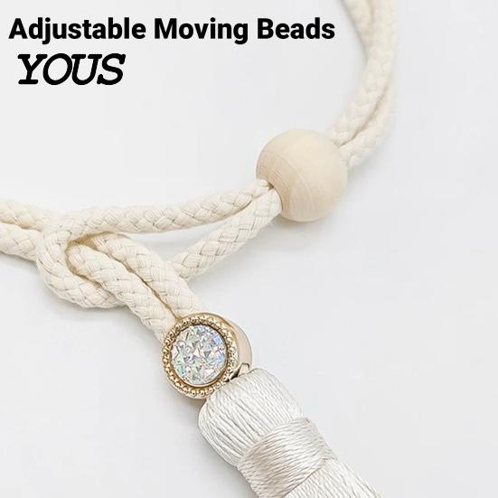 Adjustable Curtain Ties Wooden Ring Tassels Tieback, Window Holders Easy Use Backs, No Drill Drape Holdbacks for Home Bedroom Decor