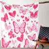 Purple Butterfly Rose Floral Throw Blanket, Soft Cozy Flannel Blanket, Romantic Home Decor Gift for Couch Bed