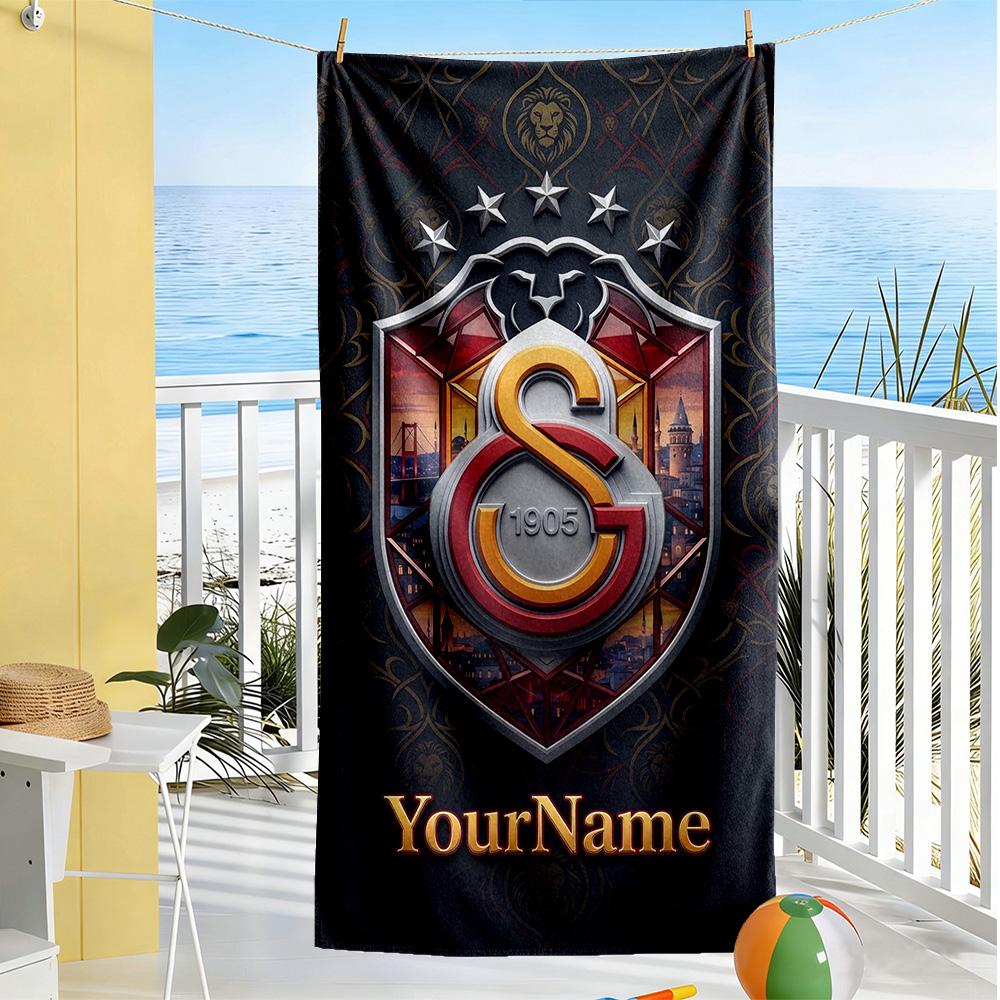 Galatasaray Personalized Name Beach Towel Super Soft Microfiber Quickdry Fabric Suitable For Sports Travel Swimming Yoga Bathroom Beach And Pool