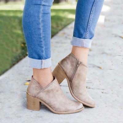 Autumn Women Shoes Retro High Heel Ankle Boots Female Block Mid Heels Casual Botas Mujer Booties Feminina Plus Size  2024
