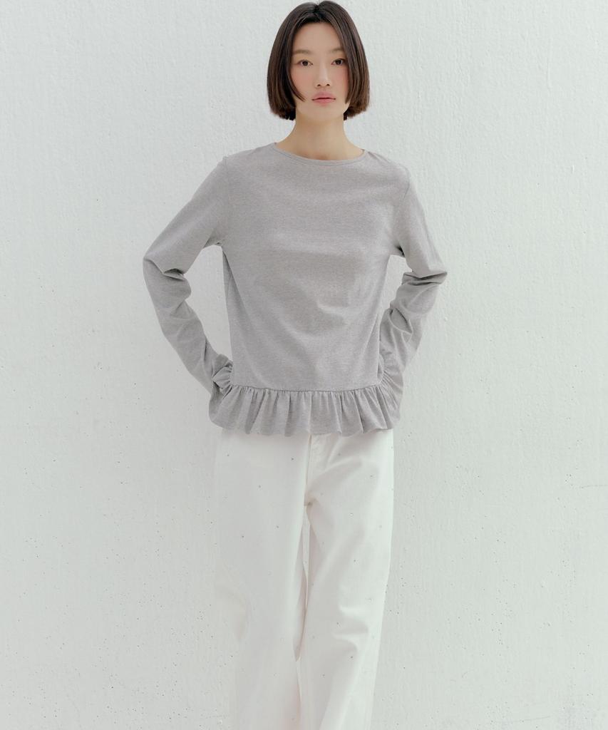 Okuka Layered Frill Top - Gray