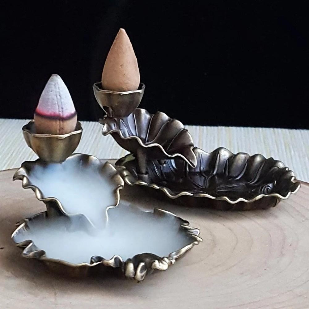 Retro Mini Incense Burner Counter Current Chinese Decorative Lotus Leaf Frog Incense Burner Alloy Material Home Decoration