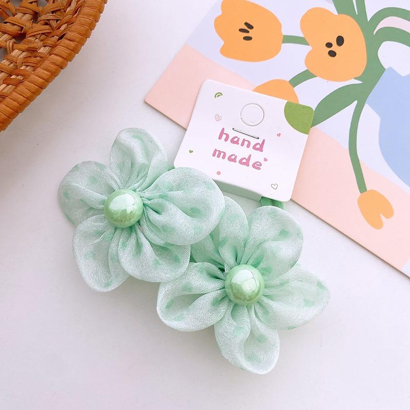 Kawaii Pearl Flower Scrunchie Children Baby Girls Elastic Hair Rubber Band Accessories Tie Hair Rope Headdress Headwear Ornament