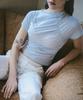 DEAR,ME Lily Shirring T-Shirt [Sky Blue]