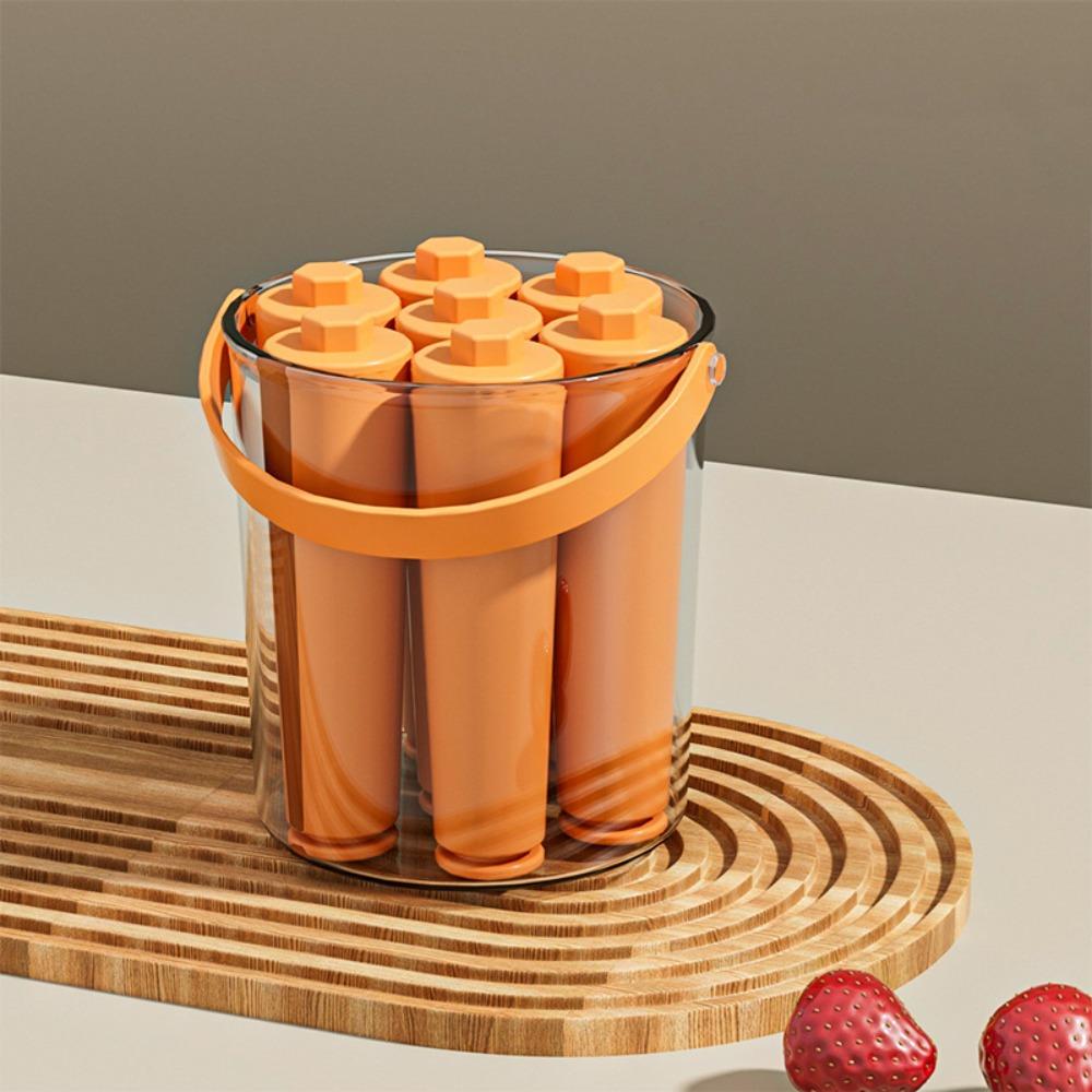 Non-Stick Long Ice Tray 7 Cavity Ice Stick Mold Ice Pop Maker Ice Cream Molds  Summer оранжевый