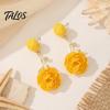 Bohemian Style Earrings 1 Pair Boho Raffia Ball Flower Earrings, Handmade Leaf Romantic Branch Drop Dangle Wedding Bridal Party Jewelry for