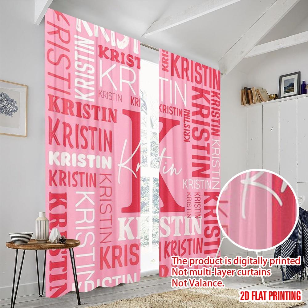 2pcs,2D plane printing Curtains&Window Treatment Kristin Collage Versatile Polyester (without rod) Room Decor Ldeal for Bedroom
