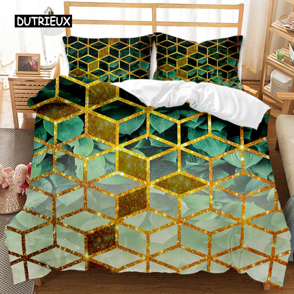 Marble Duvet Cover Set Black White Gold Abstract Marble Texture Printed Black White Double Queen King Size Polyester Bedding Set