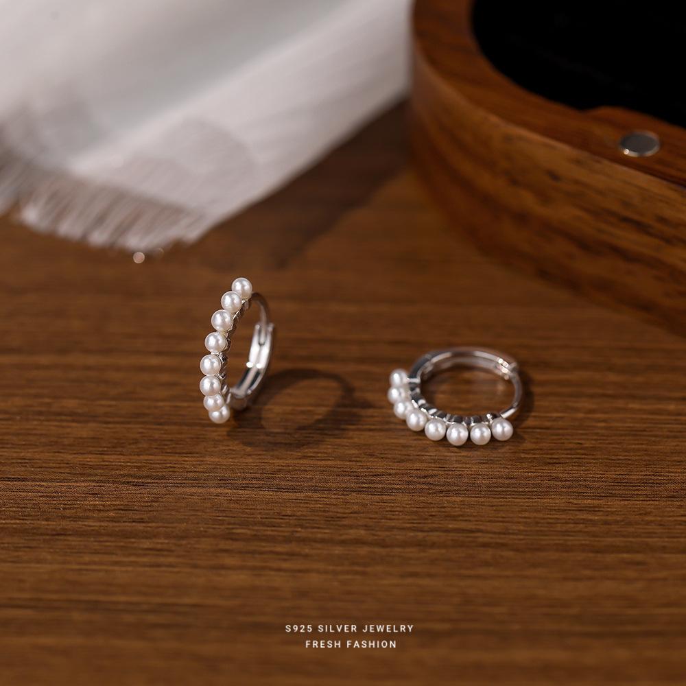 

Real 925 Sterling Silver Light Luxury Delicate Shell Pearls Stud Earrings For Mum Daughter Birthday Party Gift Jewelry серебряный