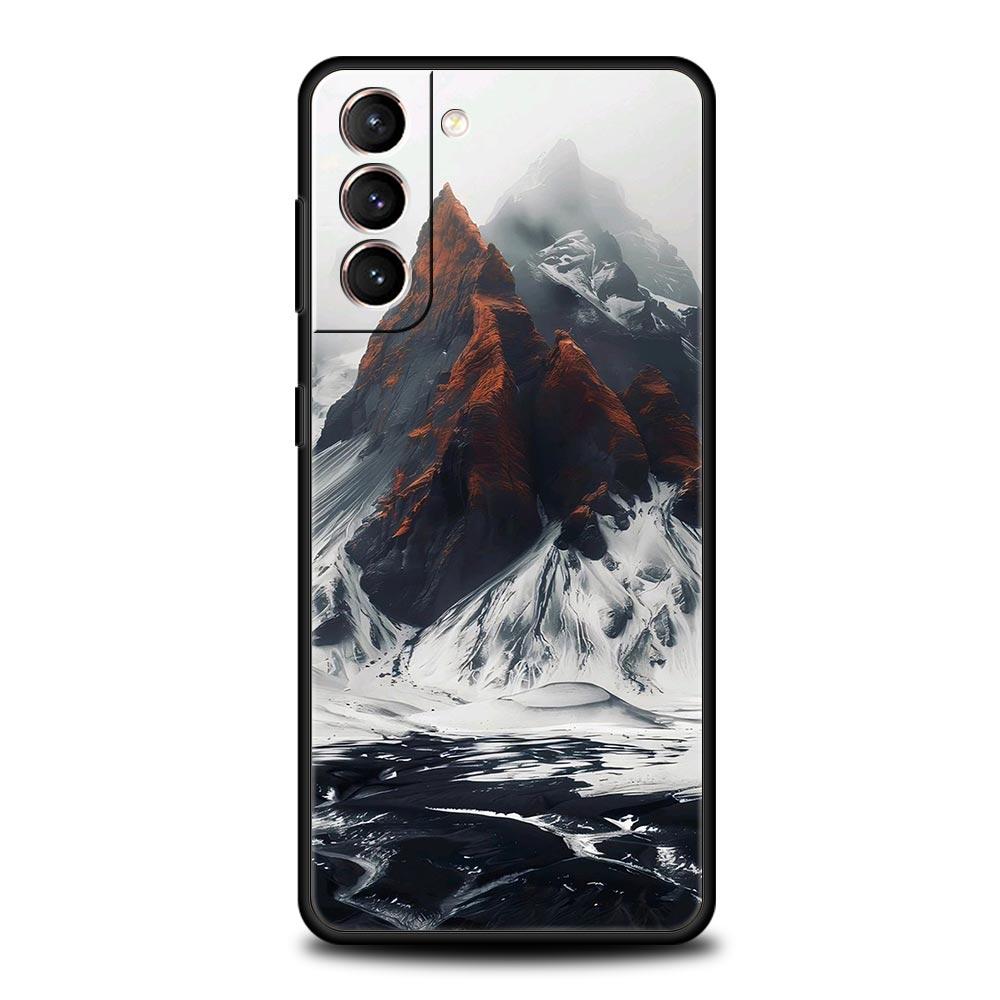 Black Mountain Peak Phone Case for Samsung Galaxy S26 S25 S24 S23 S22 S20 S21 FE Ultra S25 Edge Plus 5G Soft TPU Cover Funda Bag