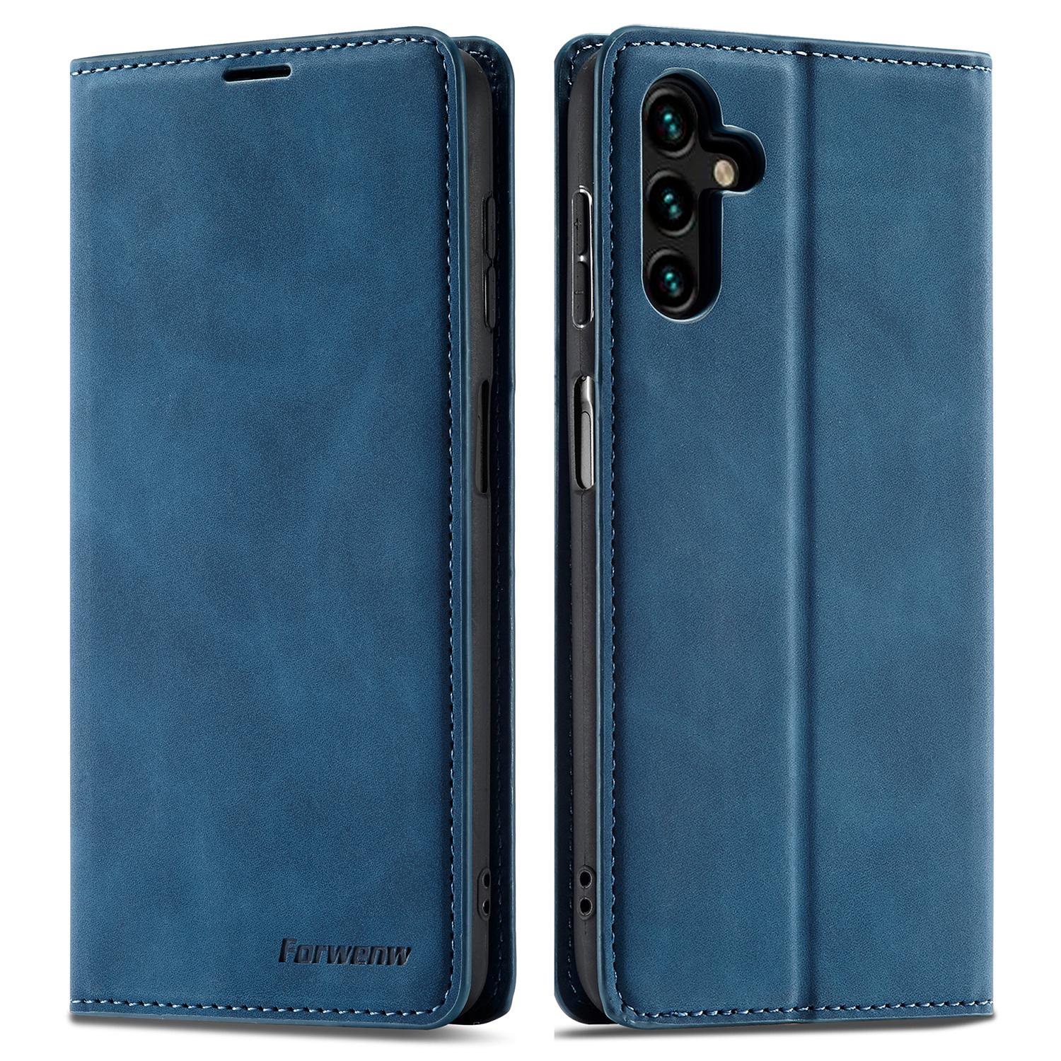 

FORWENW Fantasy Series for Samsung Galaxy S24 Magnetic Case Skin-touch Stand Phone Cover Blue