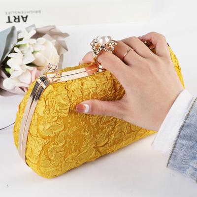 Poșetuță de seară galbenă de lux pentru femei Nuntă Genți de mână de designer de lux Geantă crossover pe umăr cu perle la modă pentru petrecere Portofele