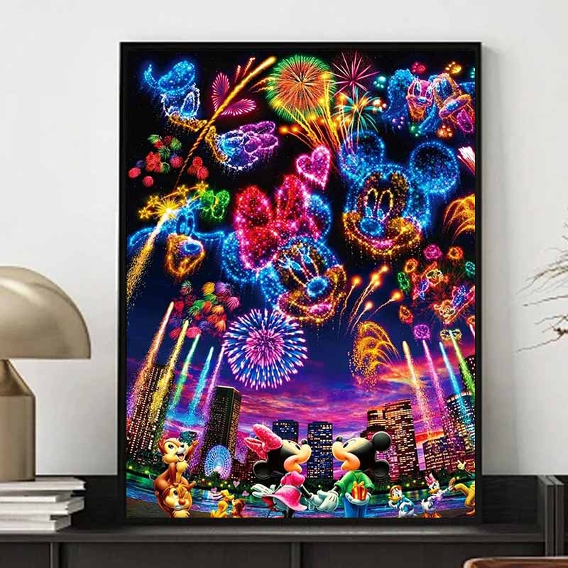 Disney Cartoon Diamond Painting Disney Fireworks Show Dream Carnival Illustration 5D DIY Art Cross Stitch Kit Mosaic Embroidery Home Decor Gift