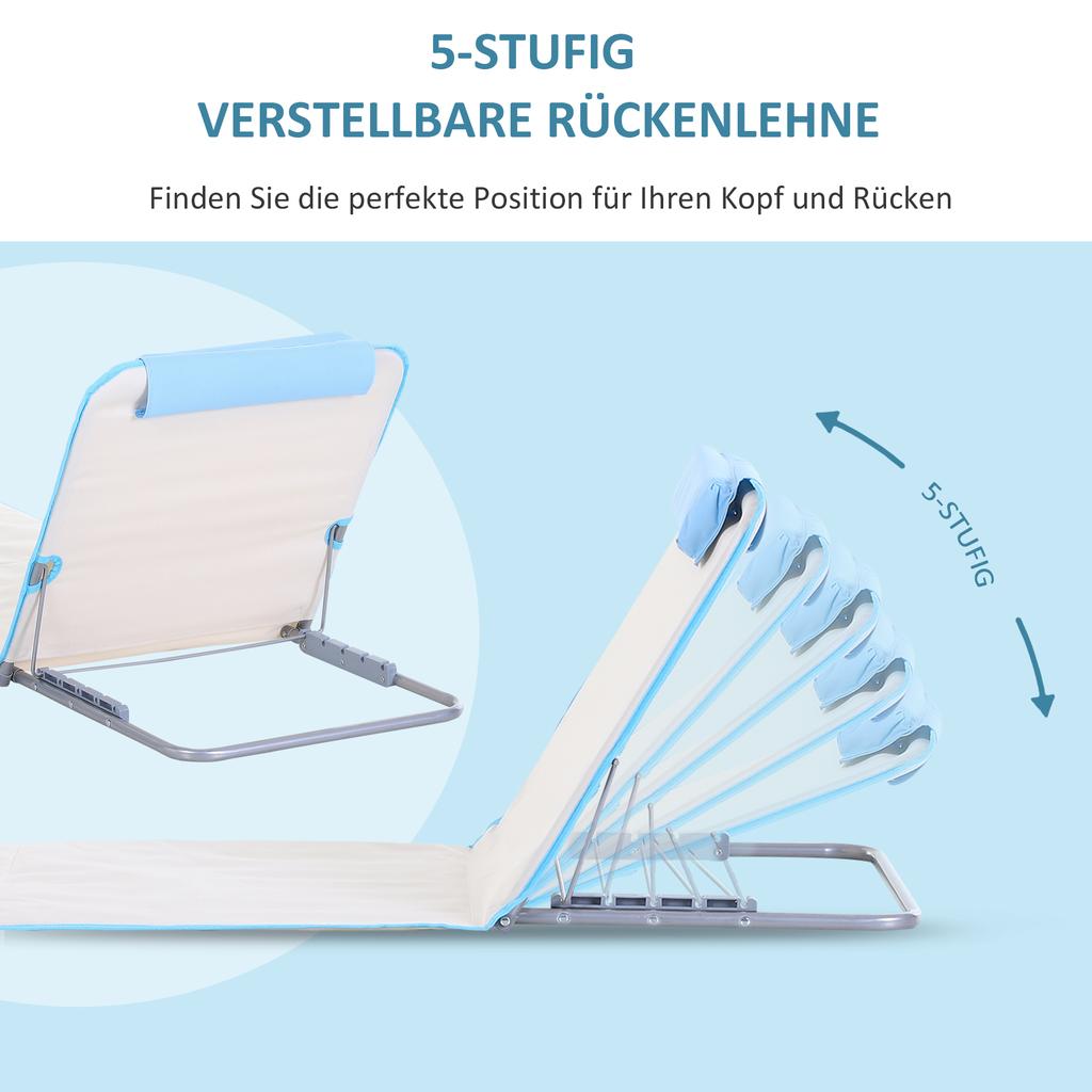 Beach Lounger, Sun Lounger, Garden Lounger, Foldable, Adjustable Backrest, Side Pocket, 48 Cm X 134 Cm X 33-43 Cm, Beige