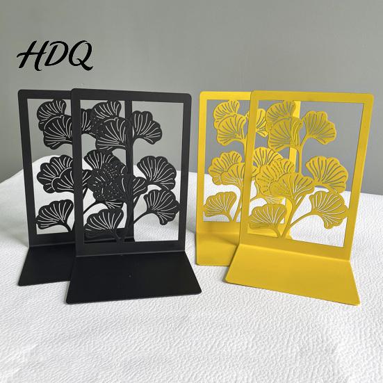 Heavy Duty Book Holder 1 Pair Metal Decorative Bookends Ginkgo Leaf/Monstera Ends for Leaf Bookend Bookshelf Non-Skid Stopper Home Office Study Room